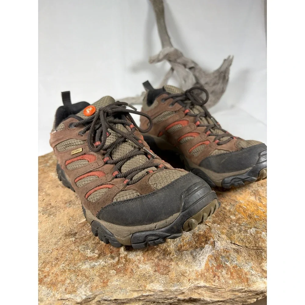 Merrell Moab Waterproof Hiking Shoes Mens 13 Espresso Brown J39723 Vibram Low